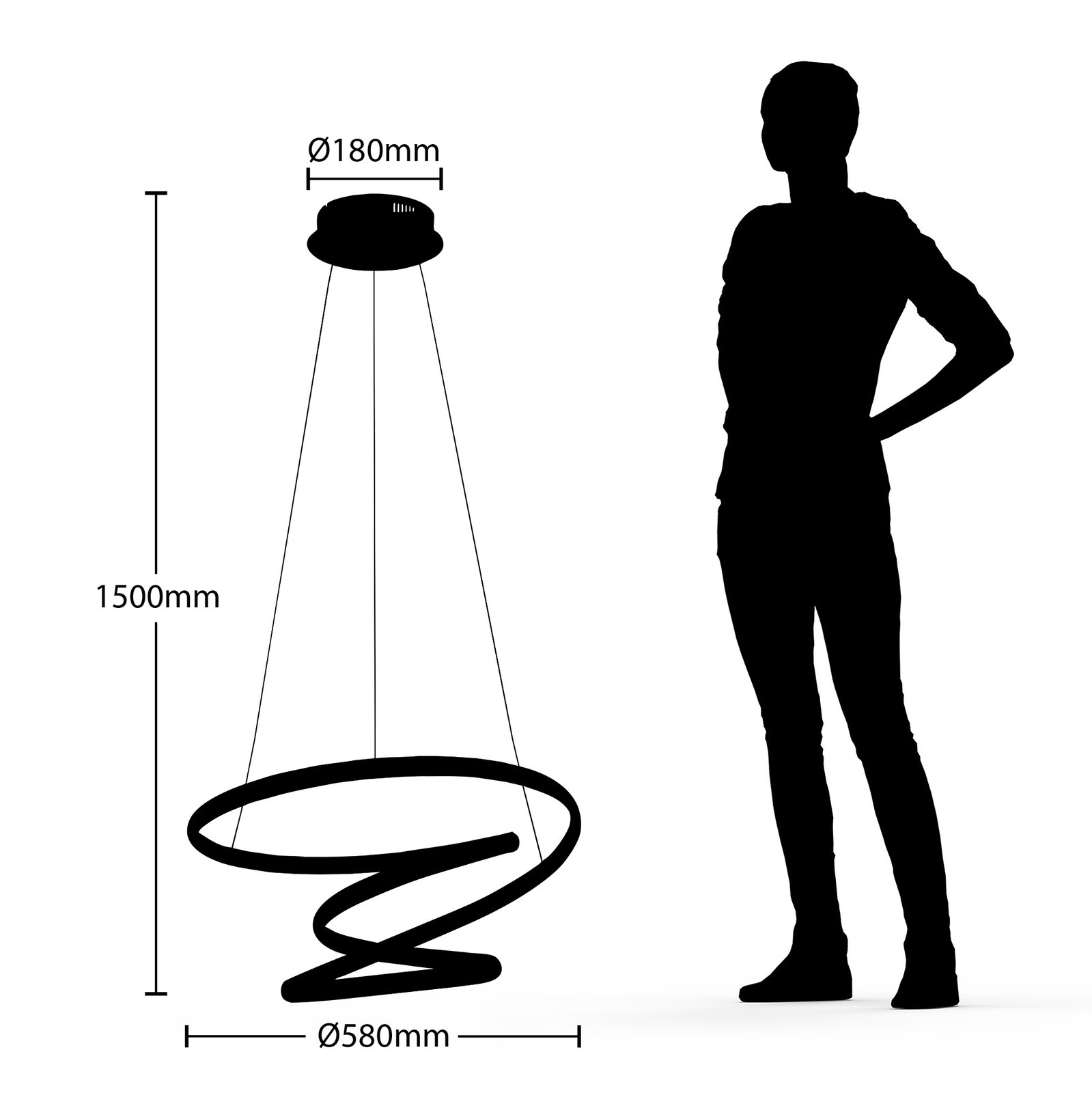 Lucande Sakina LED-hengelampe, krom Ø 58 cm