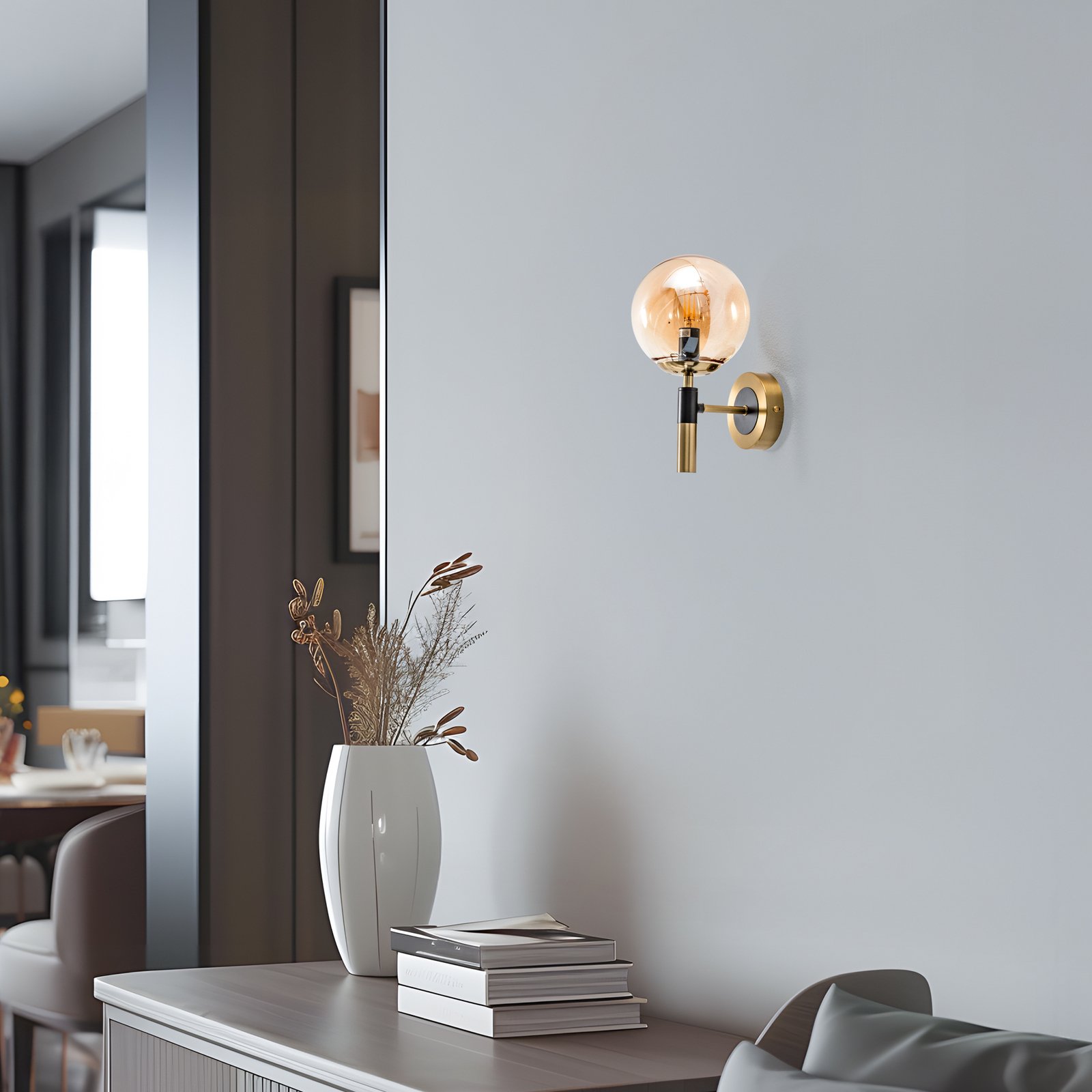 Aplique de pared Natalia, dorado, Ø 15 cm, cristal, E14 Aplique de pared Natalia, dorado, Ø 15 cm, cristal, E14