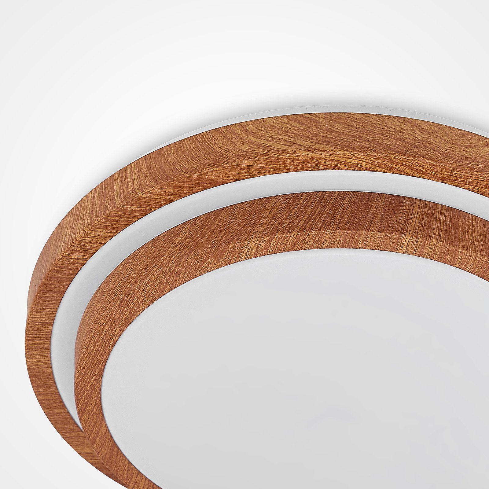 Lindby LED-Deckenleuchte Vaako, Ø 41 cm, Metall, Holzoptik