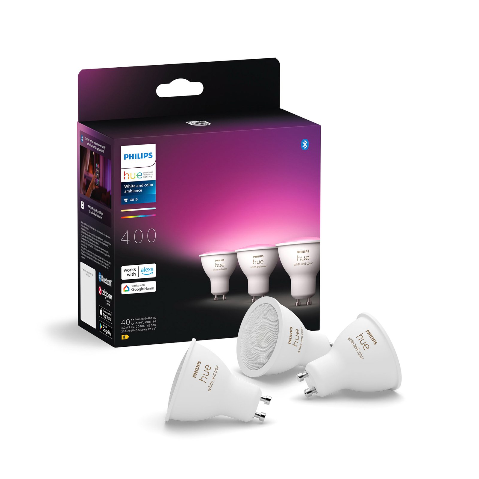 Philips Hue White&Color Ambiance GU10 4,2 W sada 3 ks