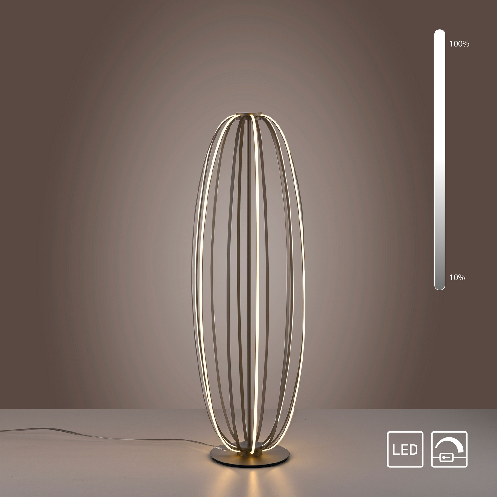 Elvara LED álló lámpa, bronzszínű, magasság 108 cm, fém Elvara LED álló lámpa, bronzszínű, magasság 108 cm, fém