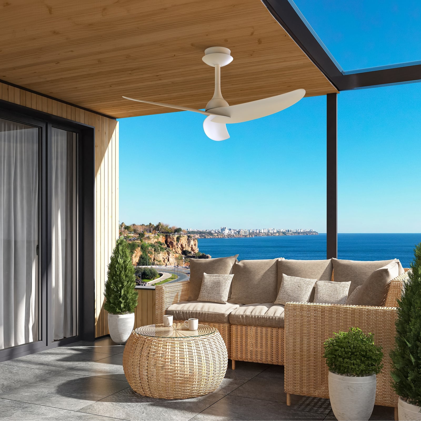 Deckenventilator Ipanema, weiß, DC, leise, Remote, IP44