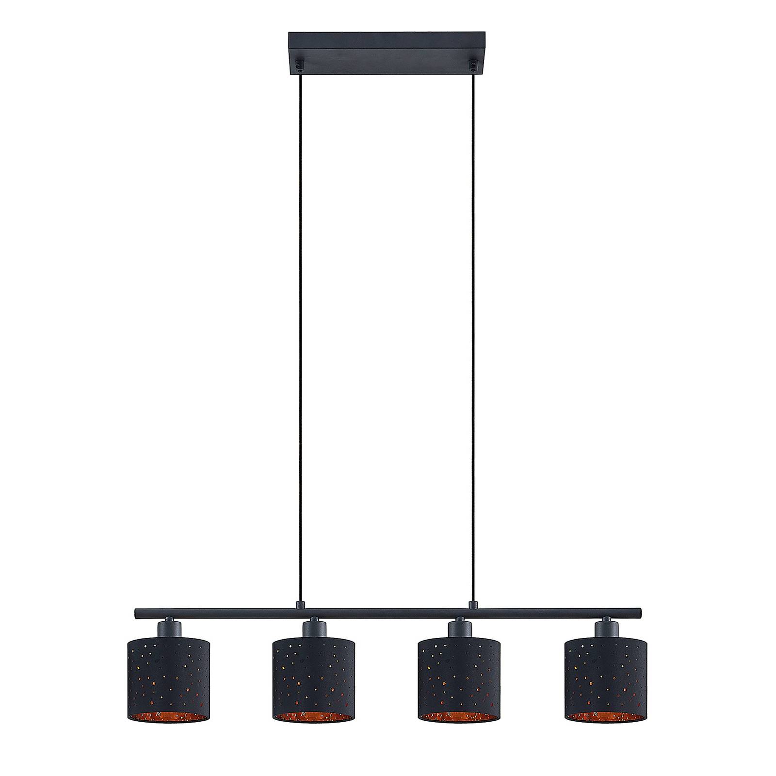 Lindby Darima fabric pendant lamp, black, for Living / Dining Room, iron, fabric, E14, 8 W, L: 75 cm, W: 12 cm
