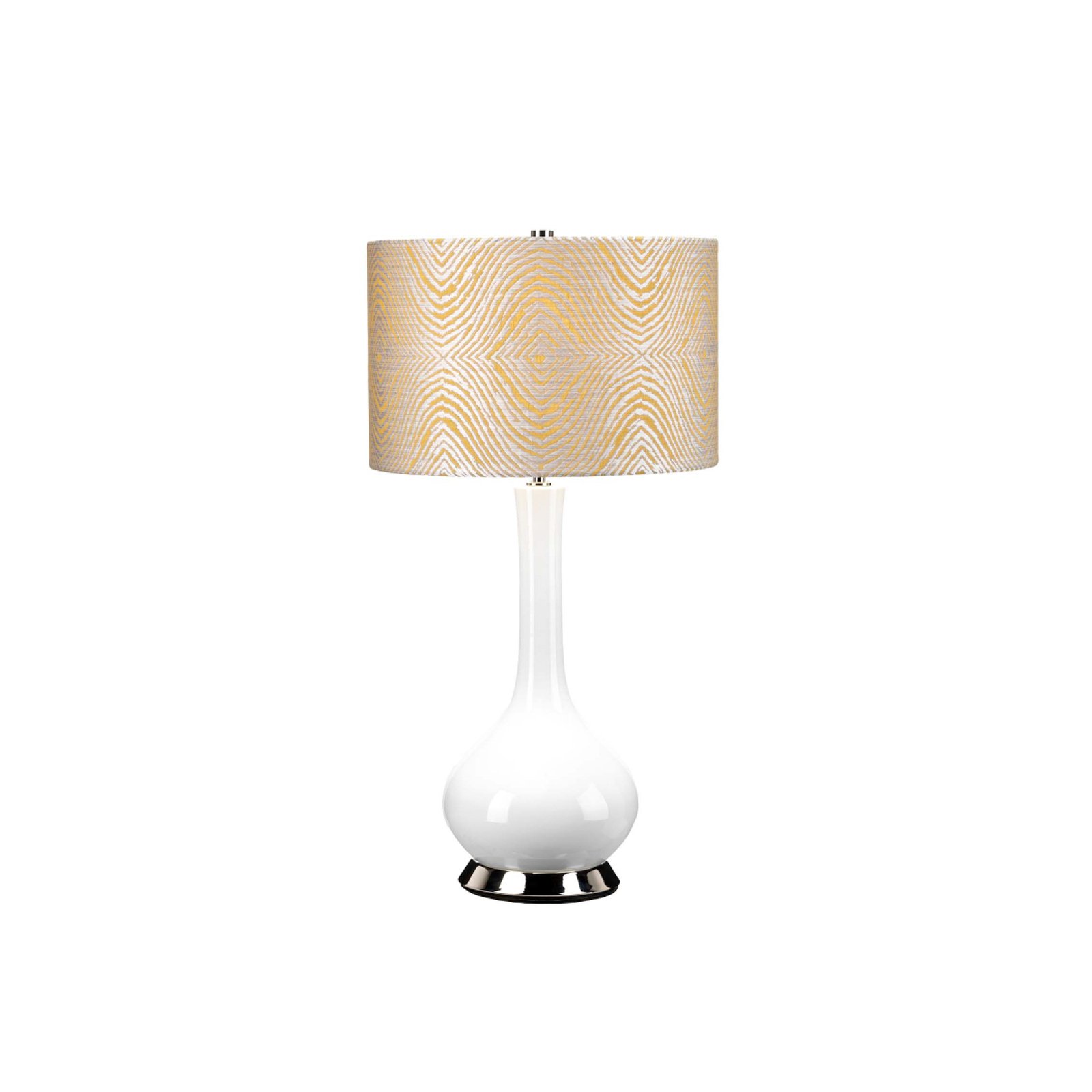 Lámpara de mesa Milo, níquel-blanco/amarillo