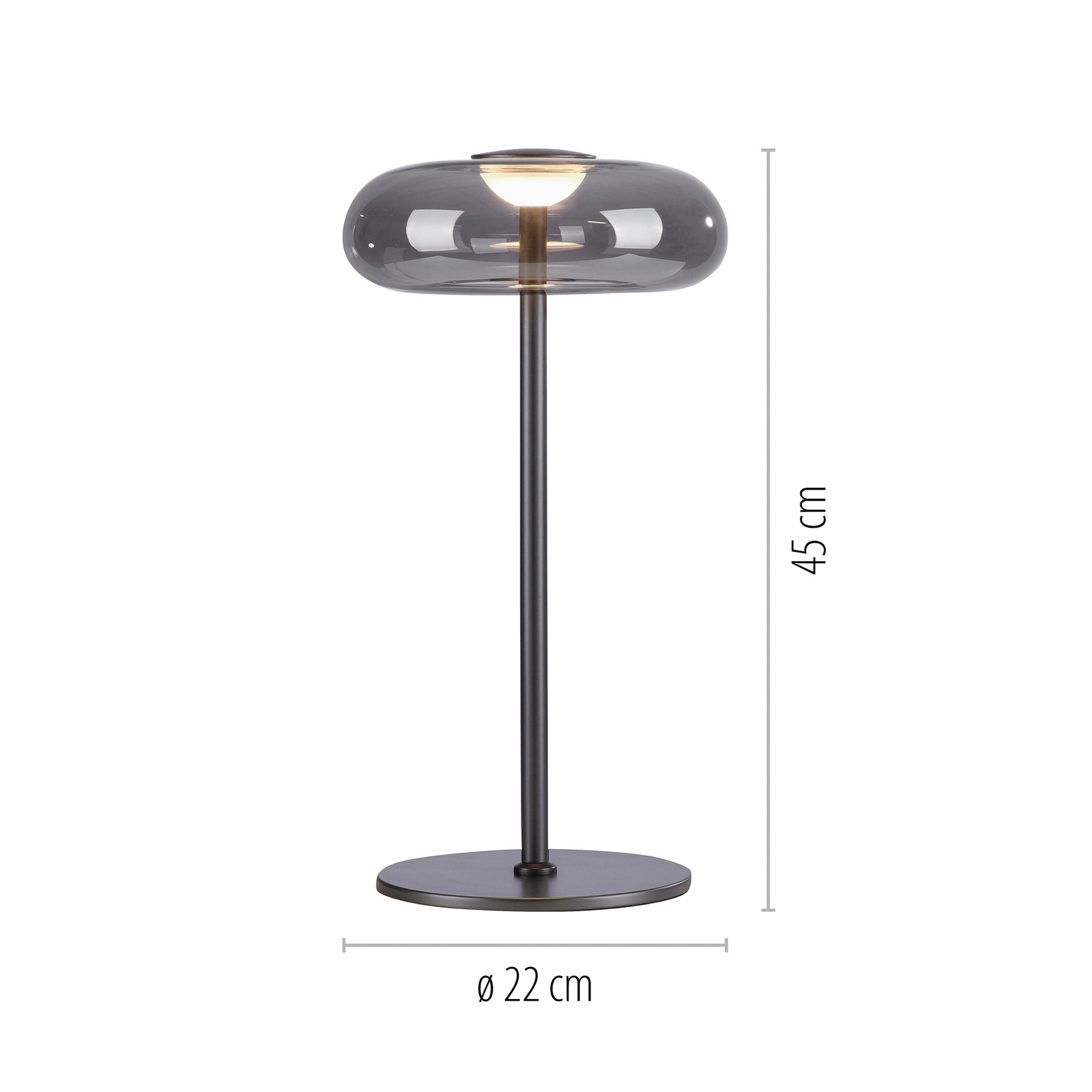 Schöner Wohnen LED-pöytälamppu Posh, savulasi, 3 000 K Schöner Wohnen LED-pöytälamppu Posh, savulasi, 3 000 K