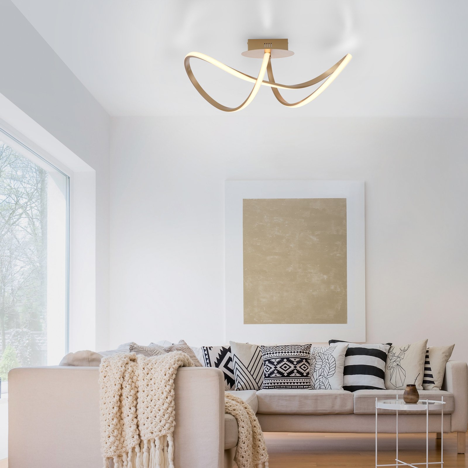 LED ceiling light Maria, dimmable, brass