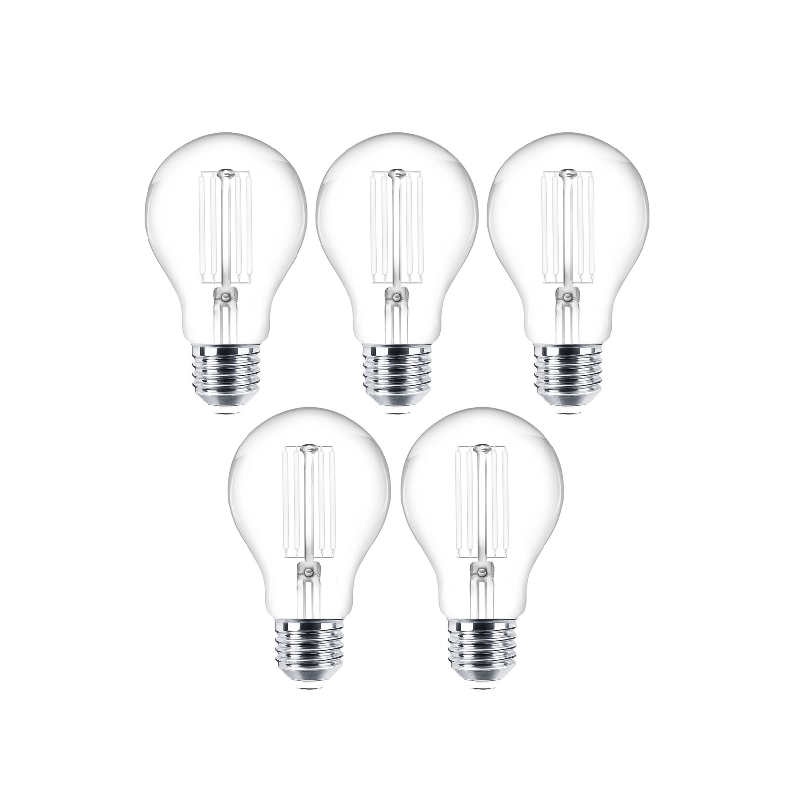 LED bulb Filament E27 set of 5 4W 470 lm clear 2,700K