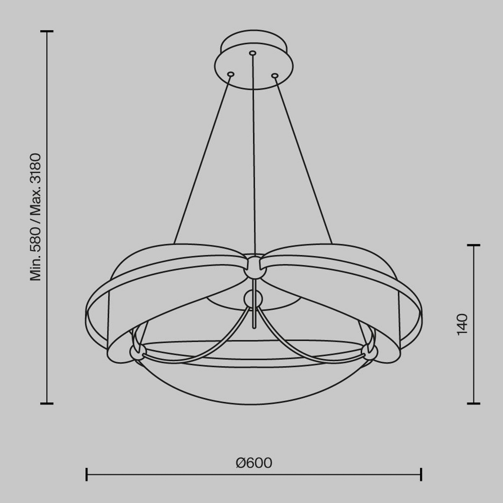 Maytoni LED rippvalgusti Breeze, Ø 60 cm, messing/selge, akrüül