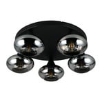 Deckenleuchte Divina, rauchfarbig, Ø 49 cm, 5-flammig, Glas