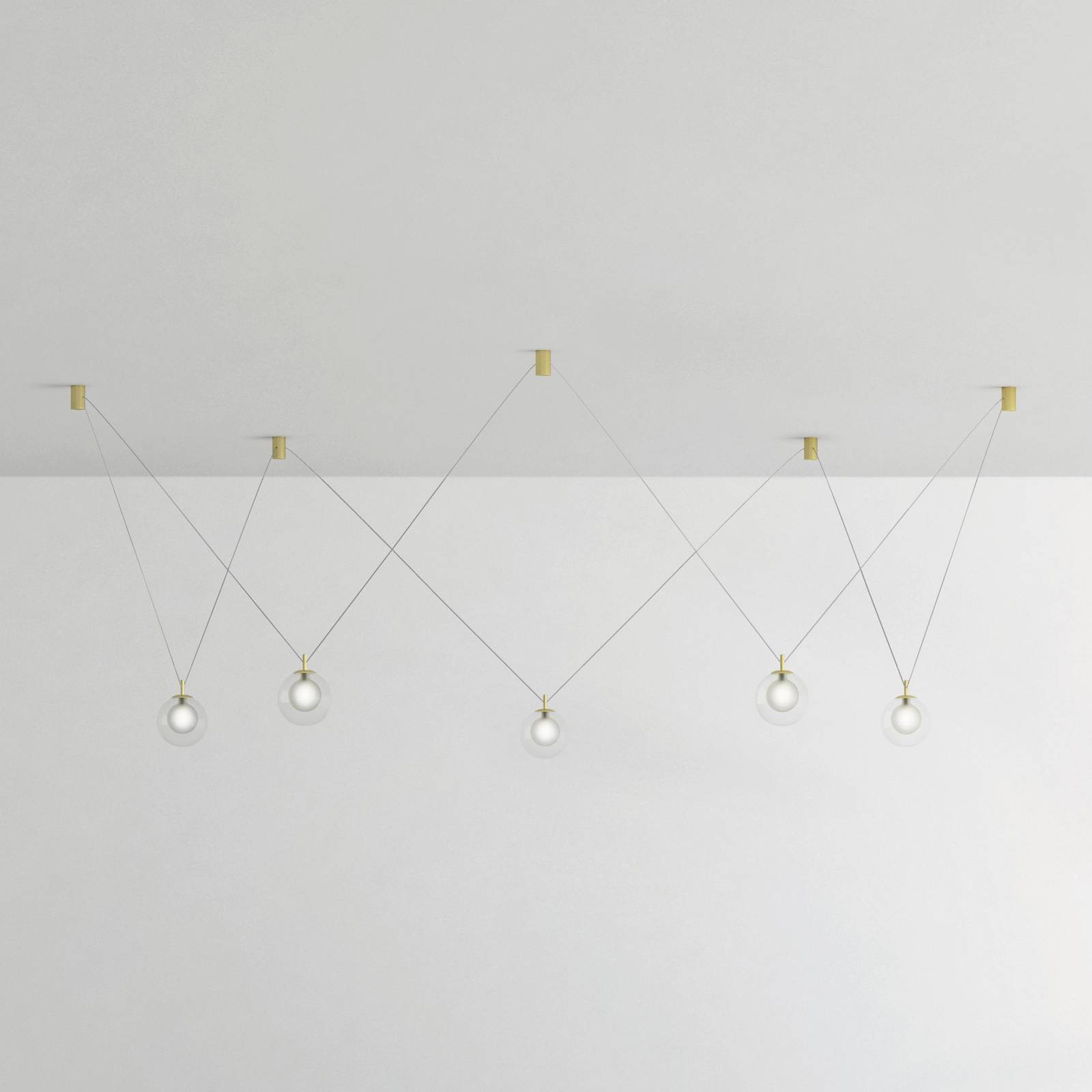 miloox by Sforzin Suspension Aladino 5 lampes clair/doré verre décentré