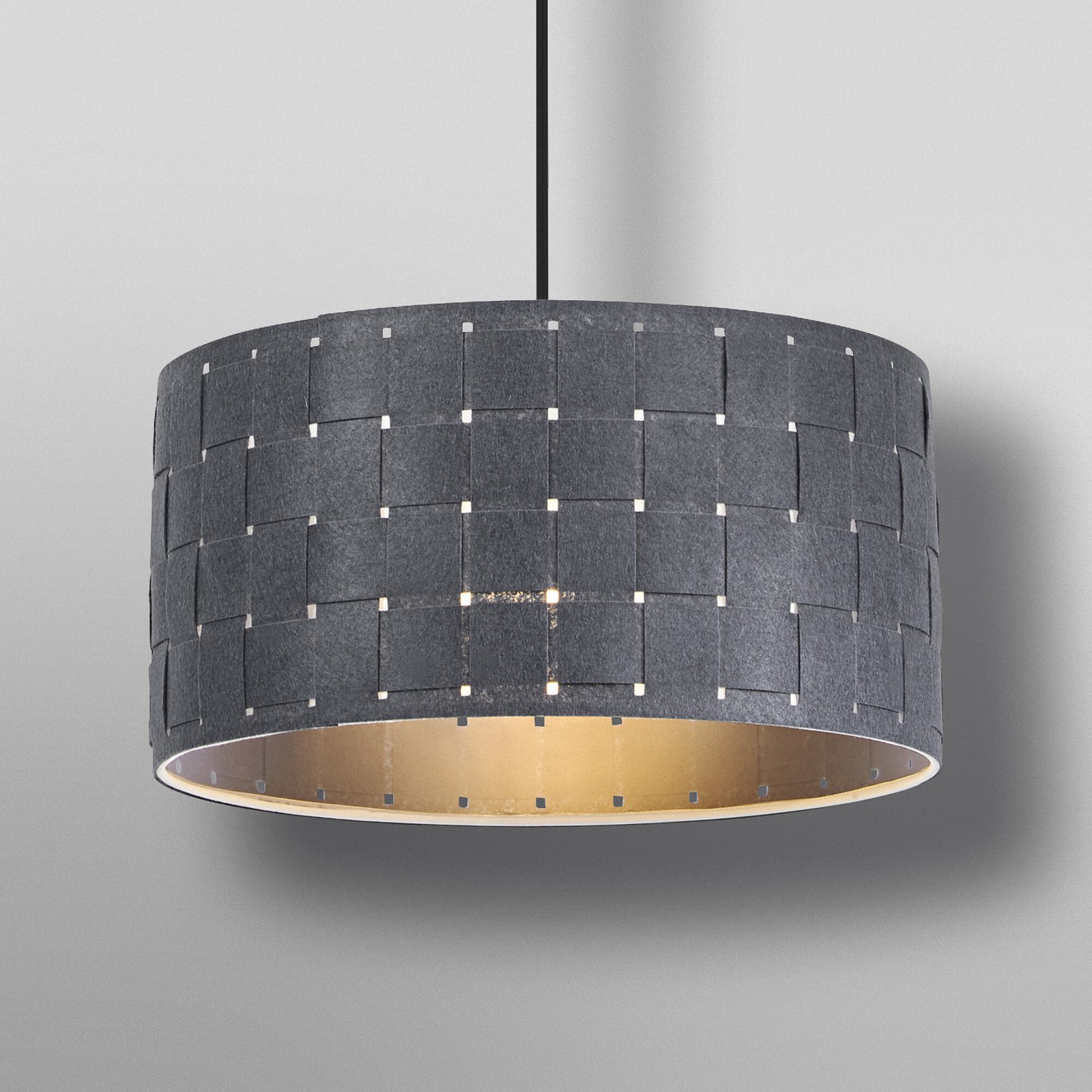 Suspension OSRAM Decor Felt Weaving, Ø 38 cm, gris, feutre E27