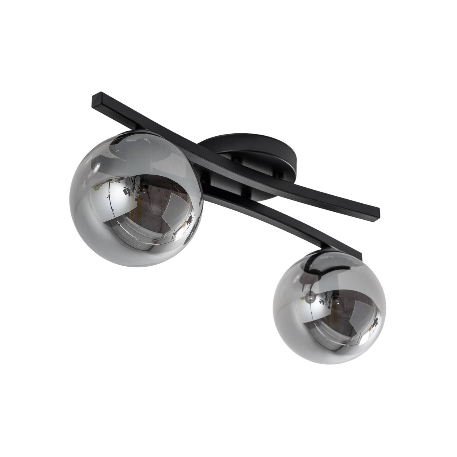 Deckenlampe Opus, Länge 60 cm, rauchgrau/schwarz, 2-flg.