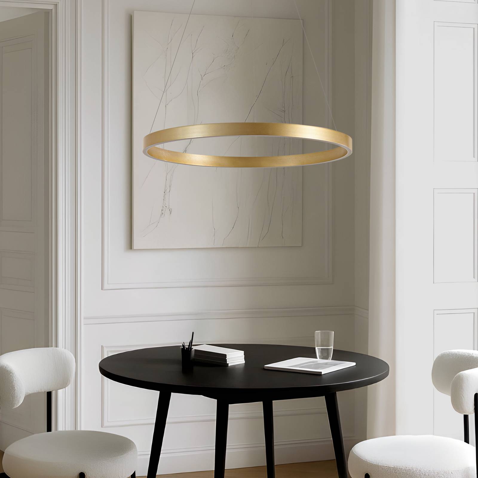 Żyrandol LED Lucande Yonam, Ø 80 cm, 1-punktowa, złota, CCT