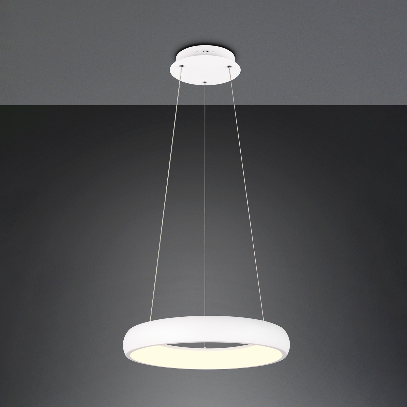 Suspension LED Cardona, Ø 46,5 cm, blanc, CCT, métal