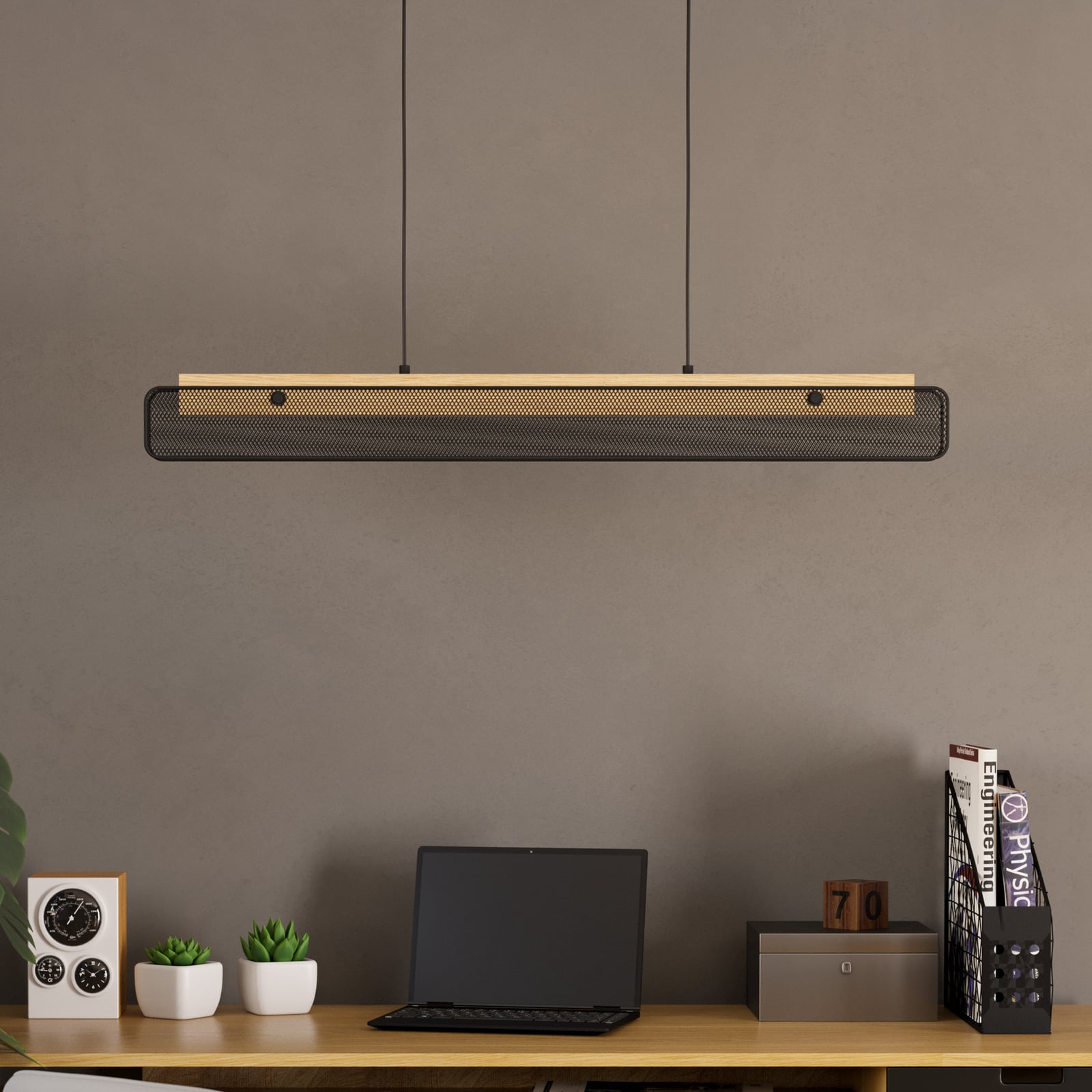 EGLO connect LED závěsné svítidlo Kokomo-Z, černá, dřevo, ocel