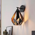 Carlton wall light, black/copper