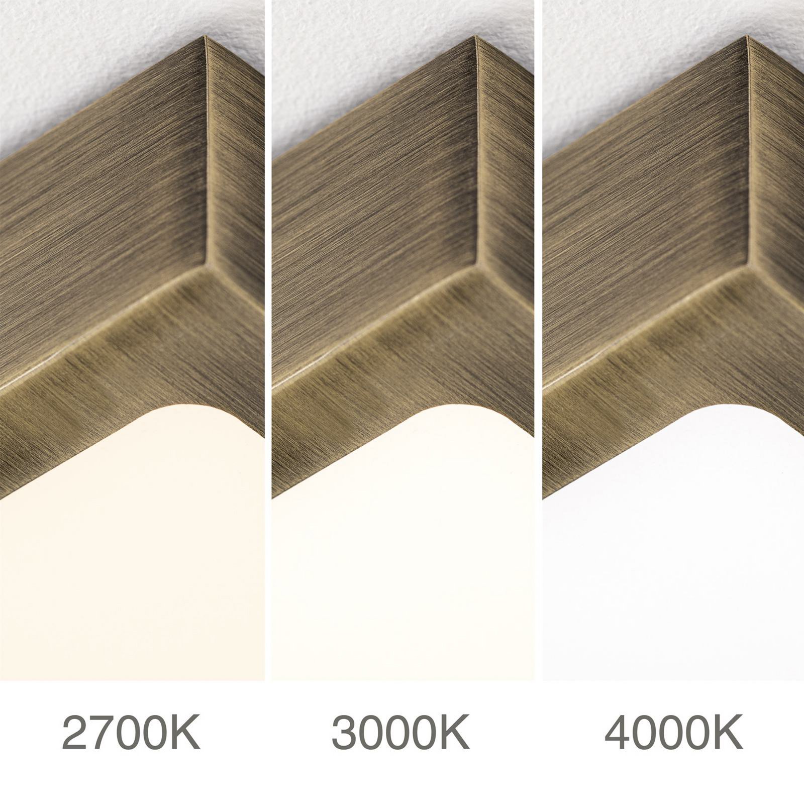 LED ceiling lamp Disc, antique brass colour, length 24 cm, CCT