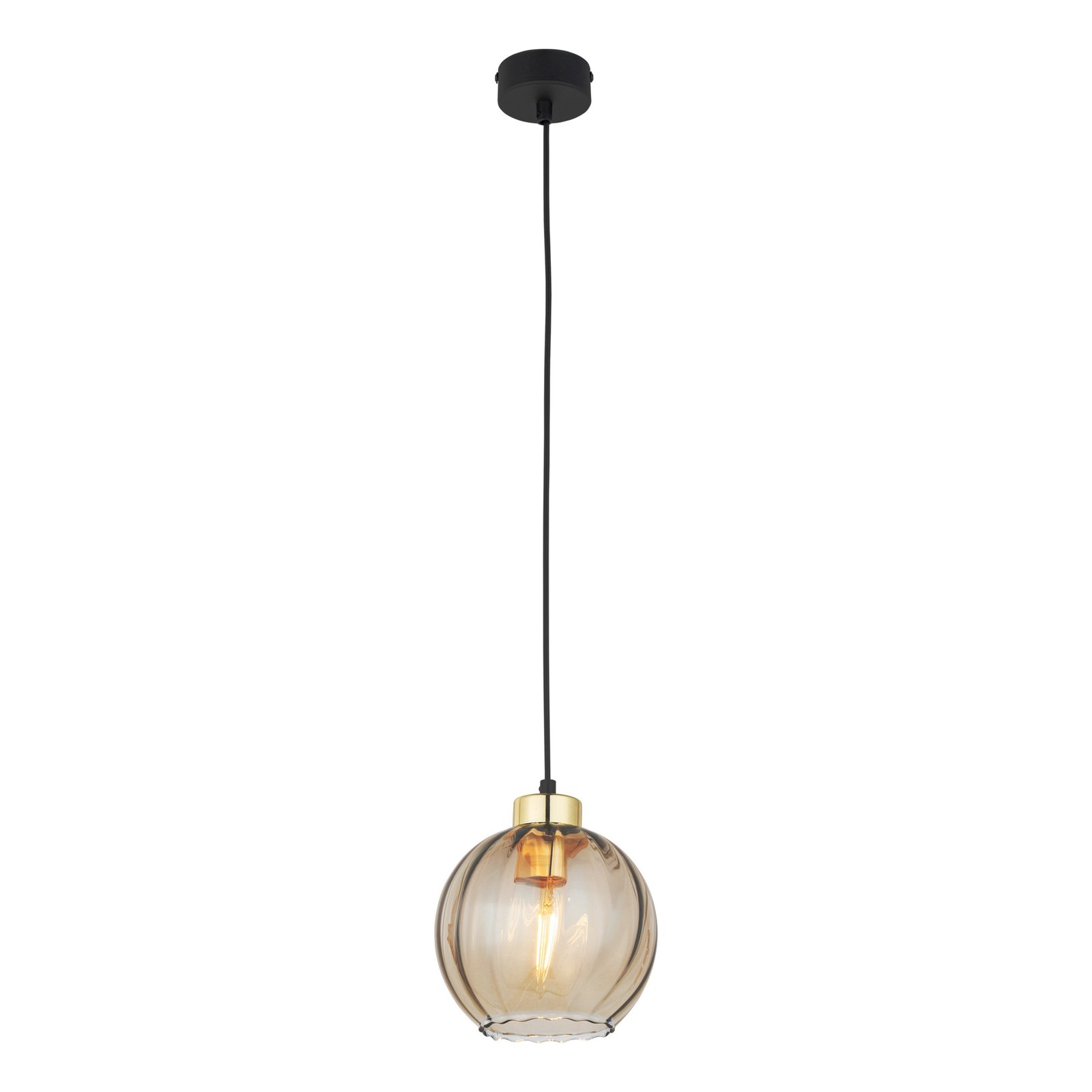 Devi hanglamp, glas, amber, 1-lamp, Ø 18cm