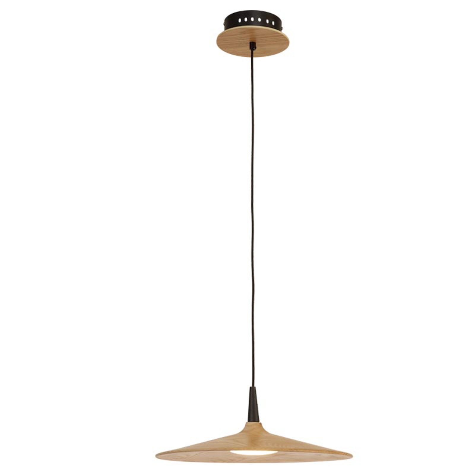 Candeeiro suspenso LED 19150 com abajur em madeira de cor clara Ø 25 cm