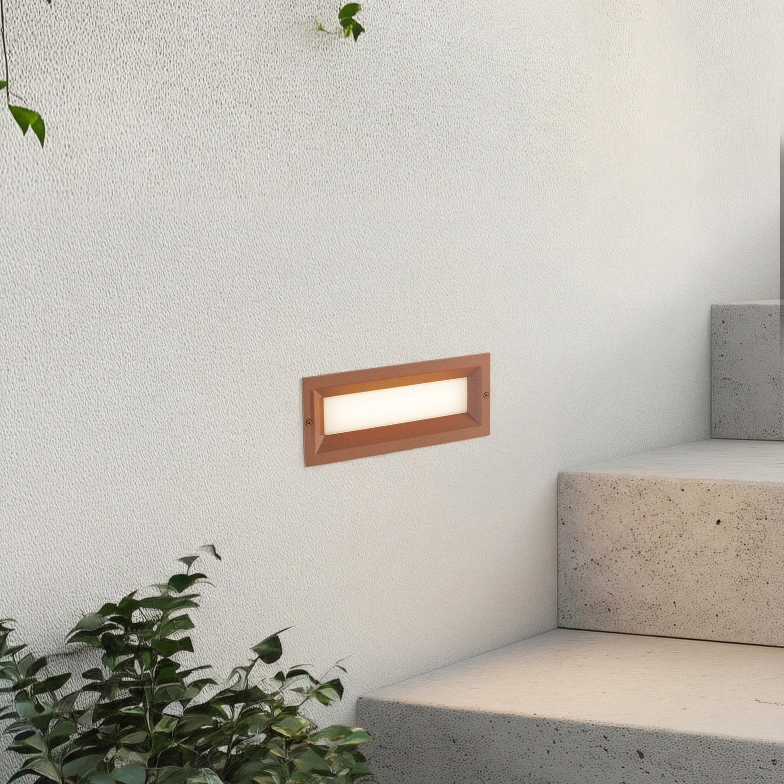 Lucande applique encastrable LED Lachlain, rouille, 25 cm, IP65