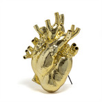 Love In Bloom Giant Resin Heart Vase Gold - Seletti