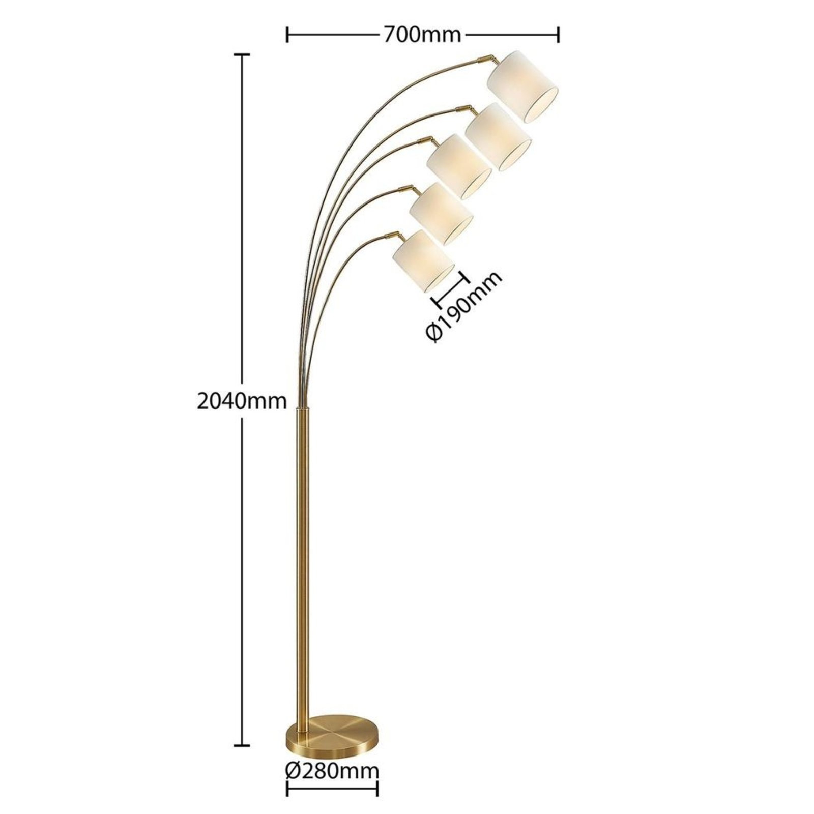 Abiram Floor Lamp Brass/White - Lindby