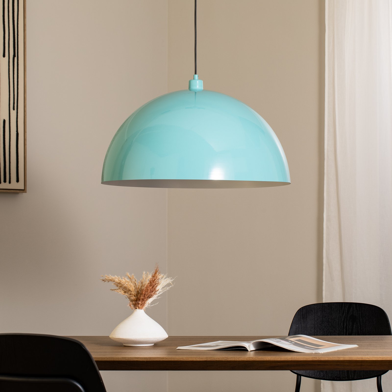 Hängeleuchte Kure, türkis, Metall, Ø 60 cm, E27 Hängeleuchte Kure, türkis, Metall, Ø 60 cm, E27