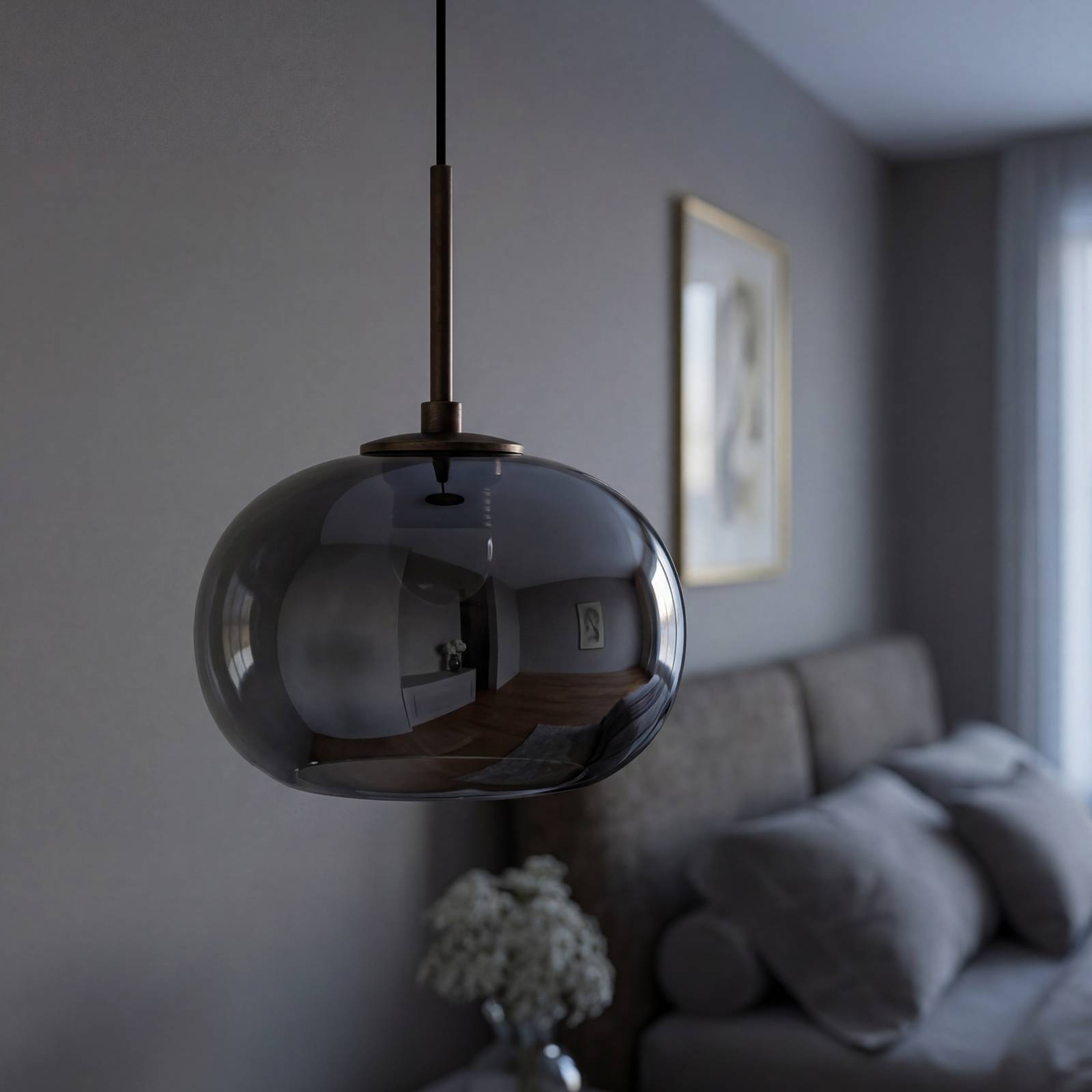 Żyrandol LED OSRAM Decor Satellite, szara, Ø 20 cm, 1-punktowa, CCT