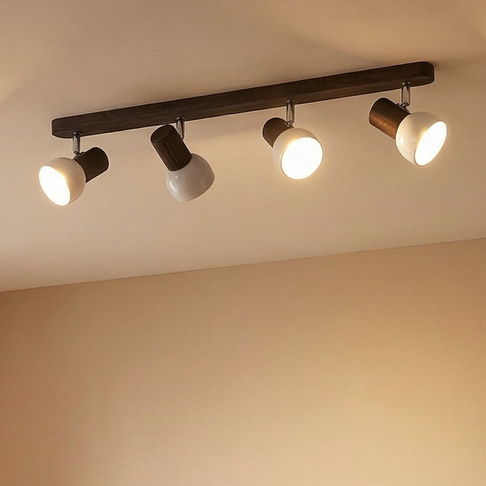 Envostar Nale downlight 4-bulb pine walnut Envostar Nale downlight 4-bulb pine walnut