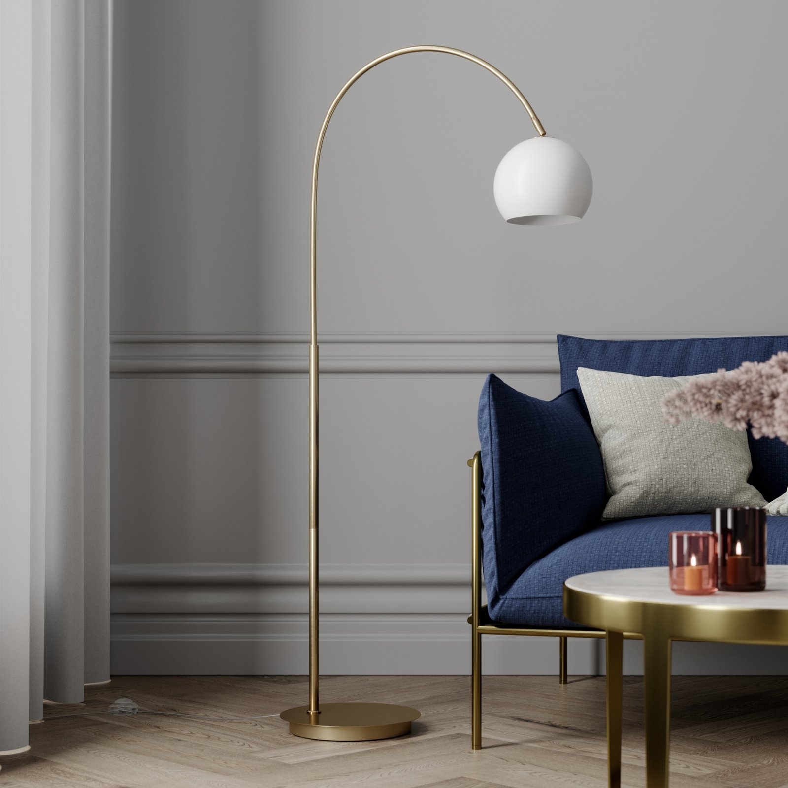 Cynthia Floor Lamp Opal/Brass - Lindby