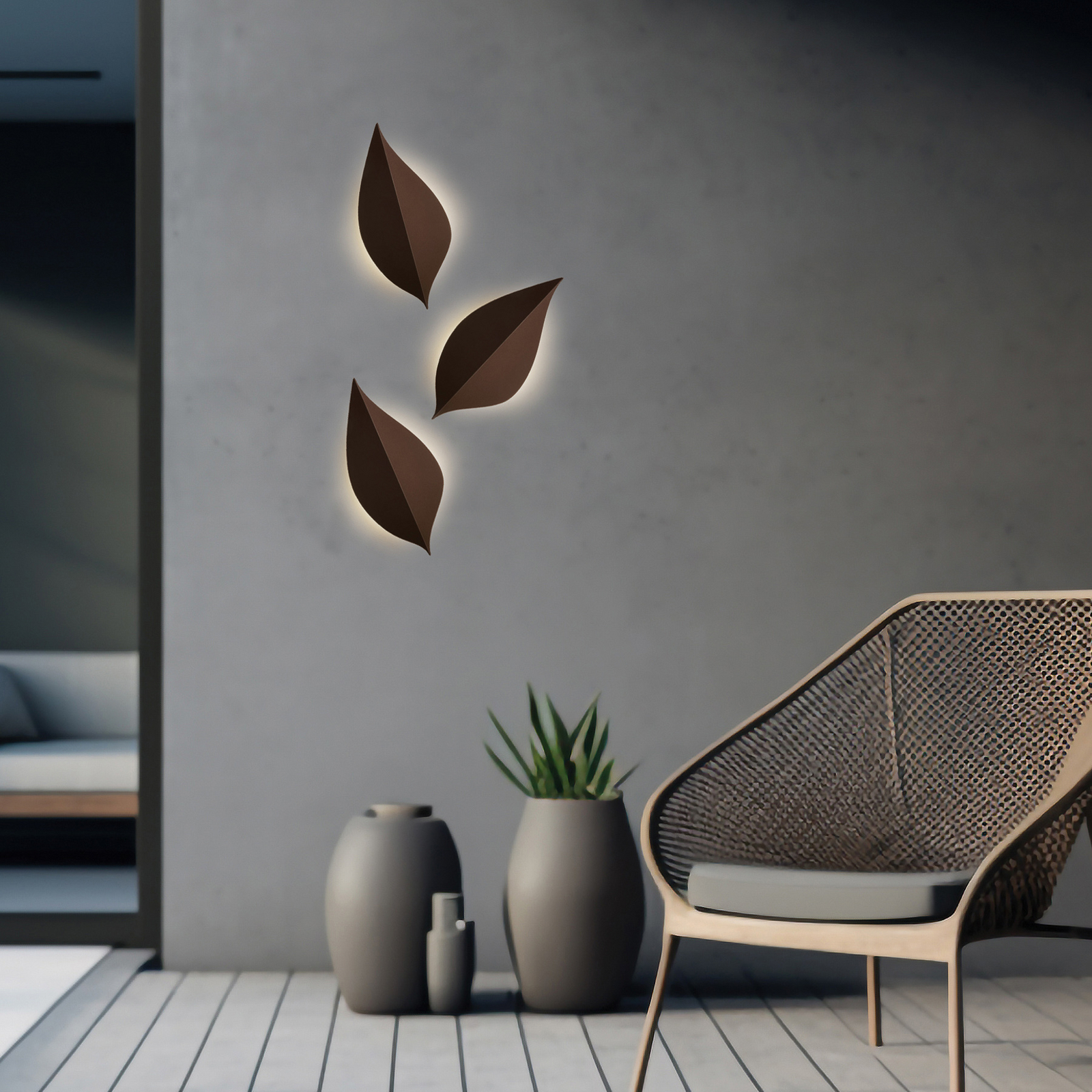 Applique d'extérieur LED Amalfi, brun rouille, hauteur 28 cm, métal