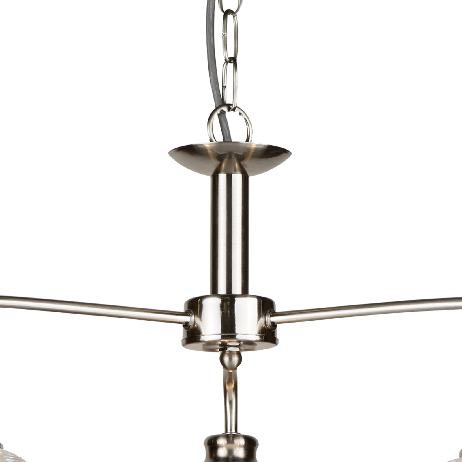 Hanglamp Bistro II 3-lamps zilver/ribbelglas