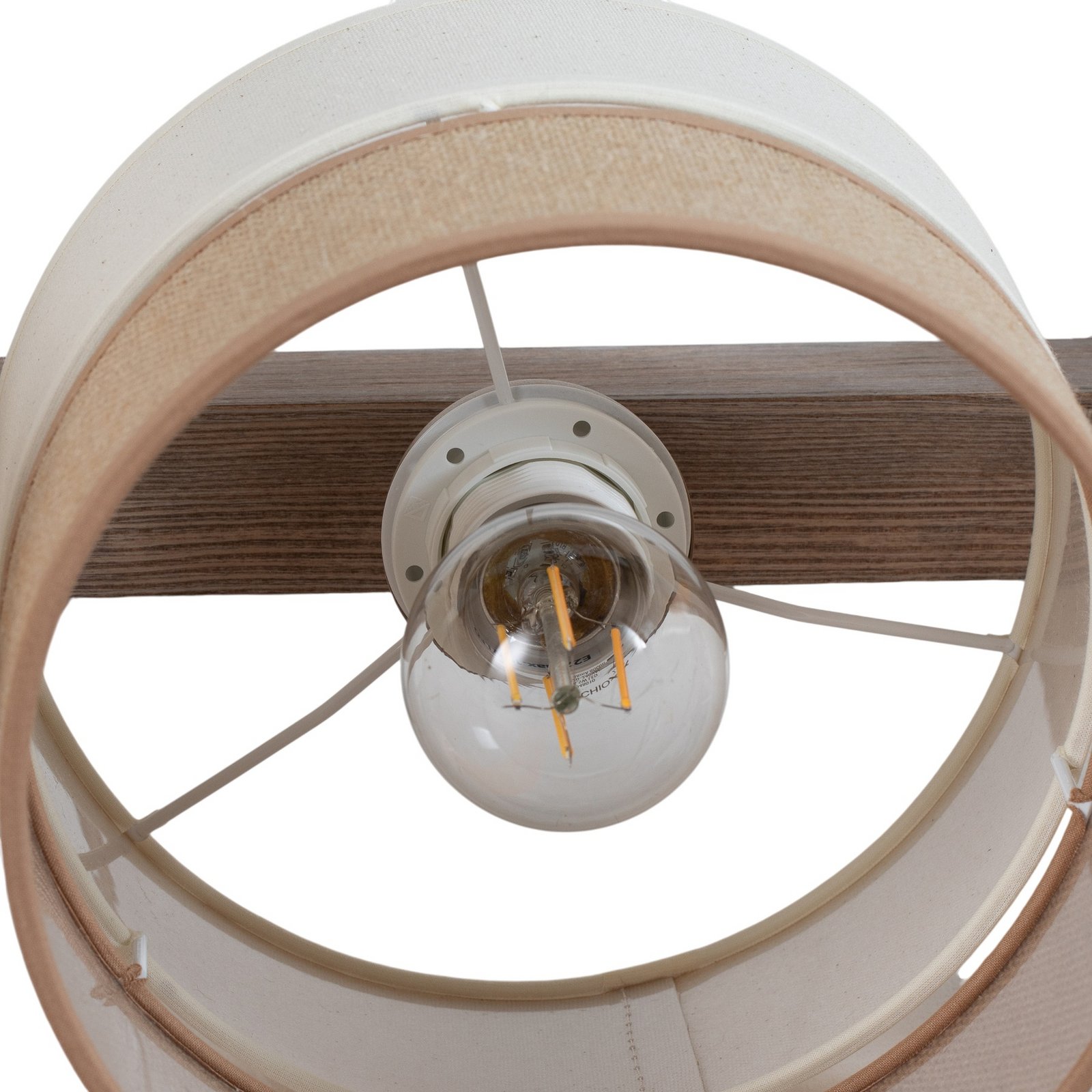 Żyrandol Treeon, 3-punktowa, drewno, juta, kolor naturalny/ecru