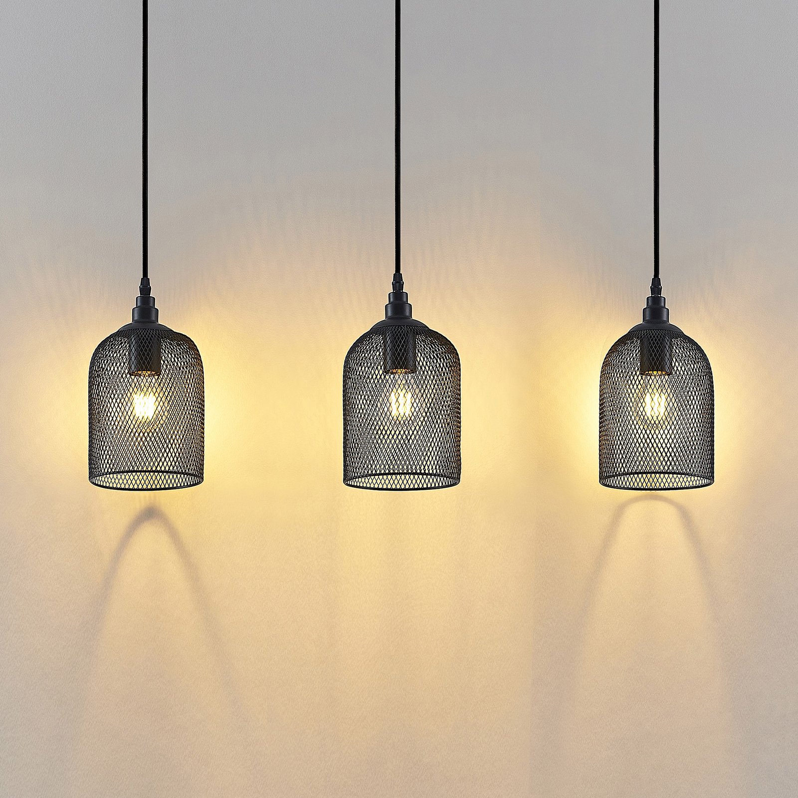 Lindby Dolcin hanglamp met mesh-kappen 3-lamps