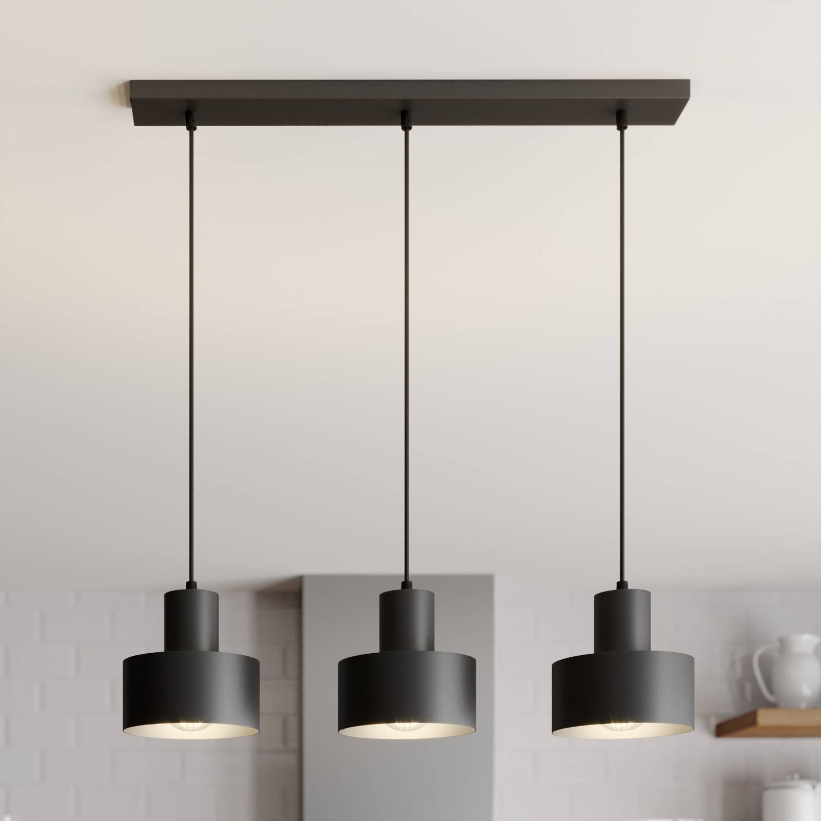 SIGMA Suspension Rif linéaire à trois lampes noire