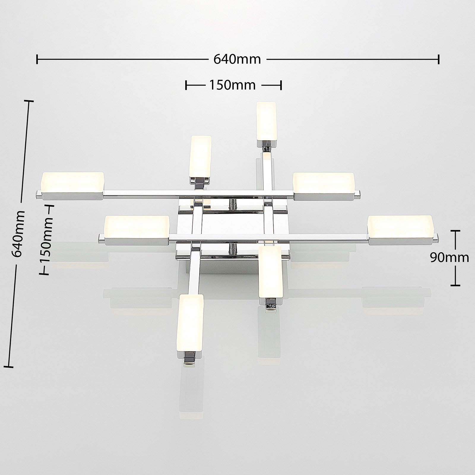 Mally 8 LED Plafondlamp Chrome - Lindby