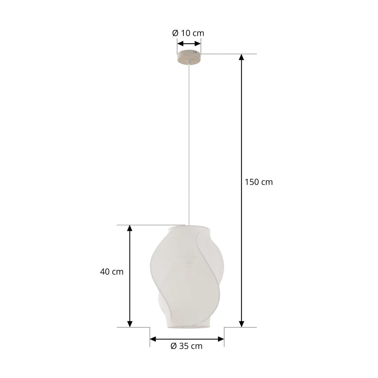 Lucande viseća svjetiljka Tovina, tekstil, bijela, Ø35cm