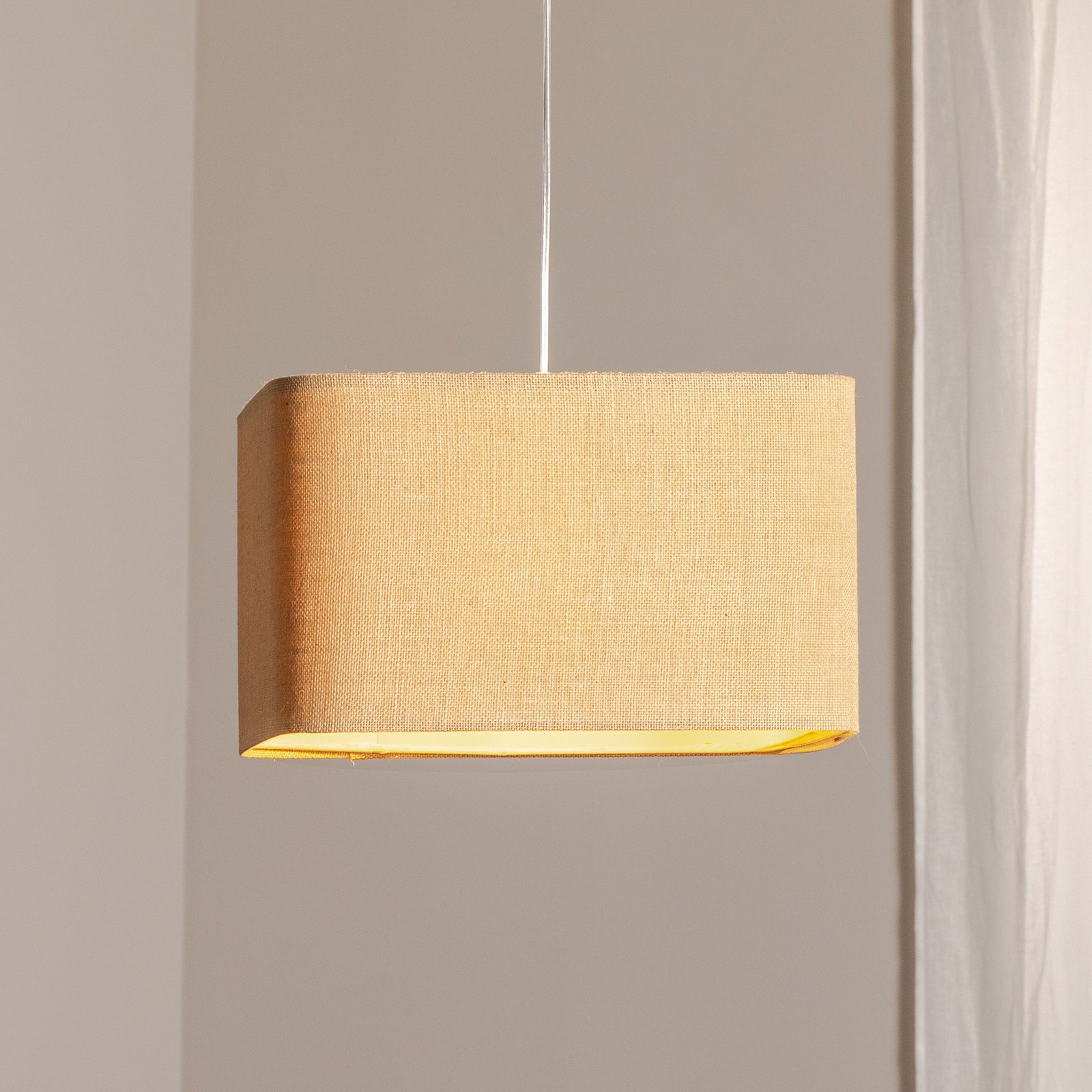 Kwadro hanglamp, beige, 40 x 40 cm, jute stof
