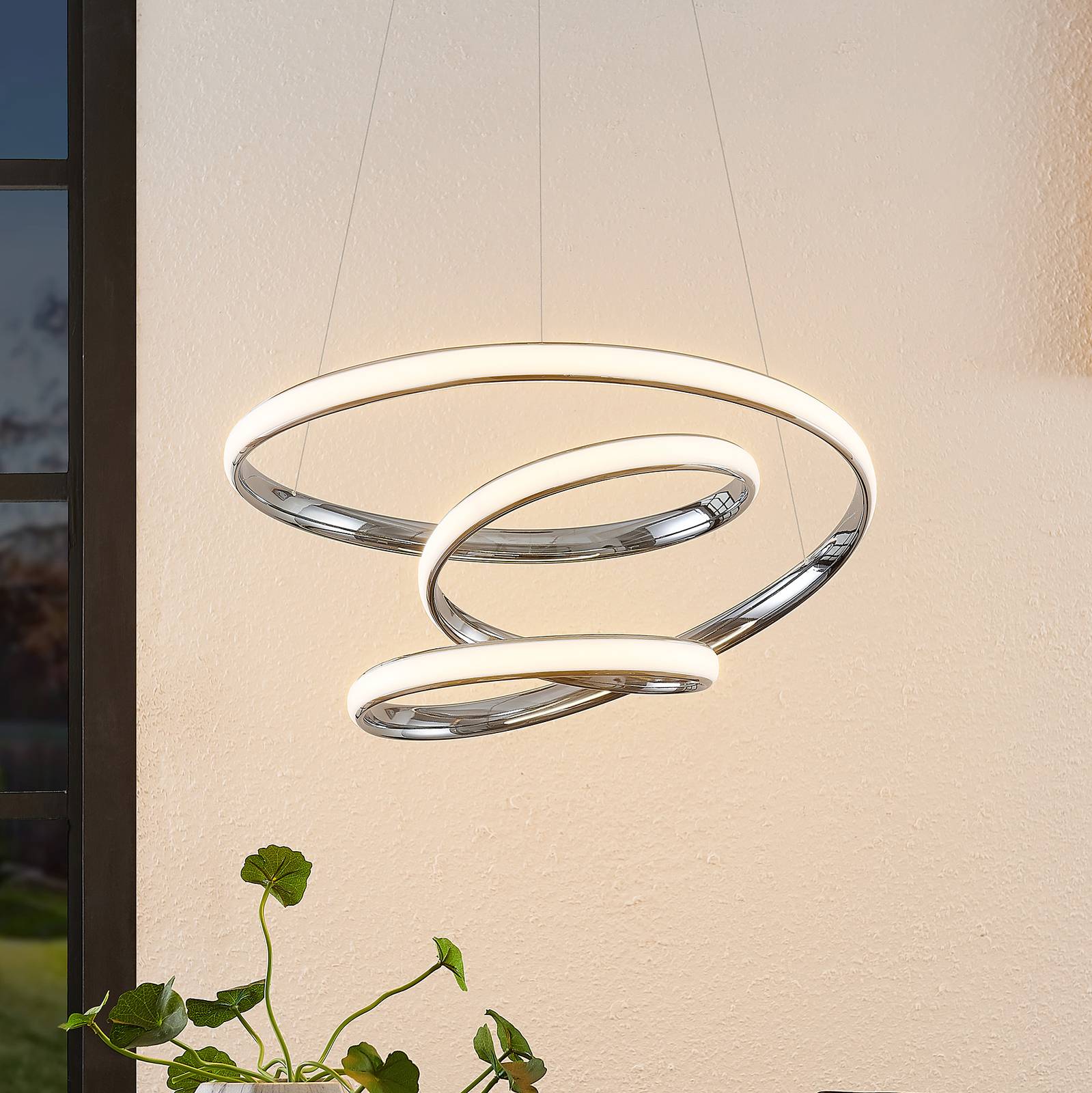Lucande Sakina LED hanglamp chroom Ø 49cm