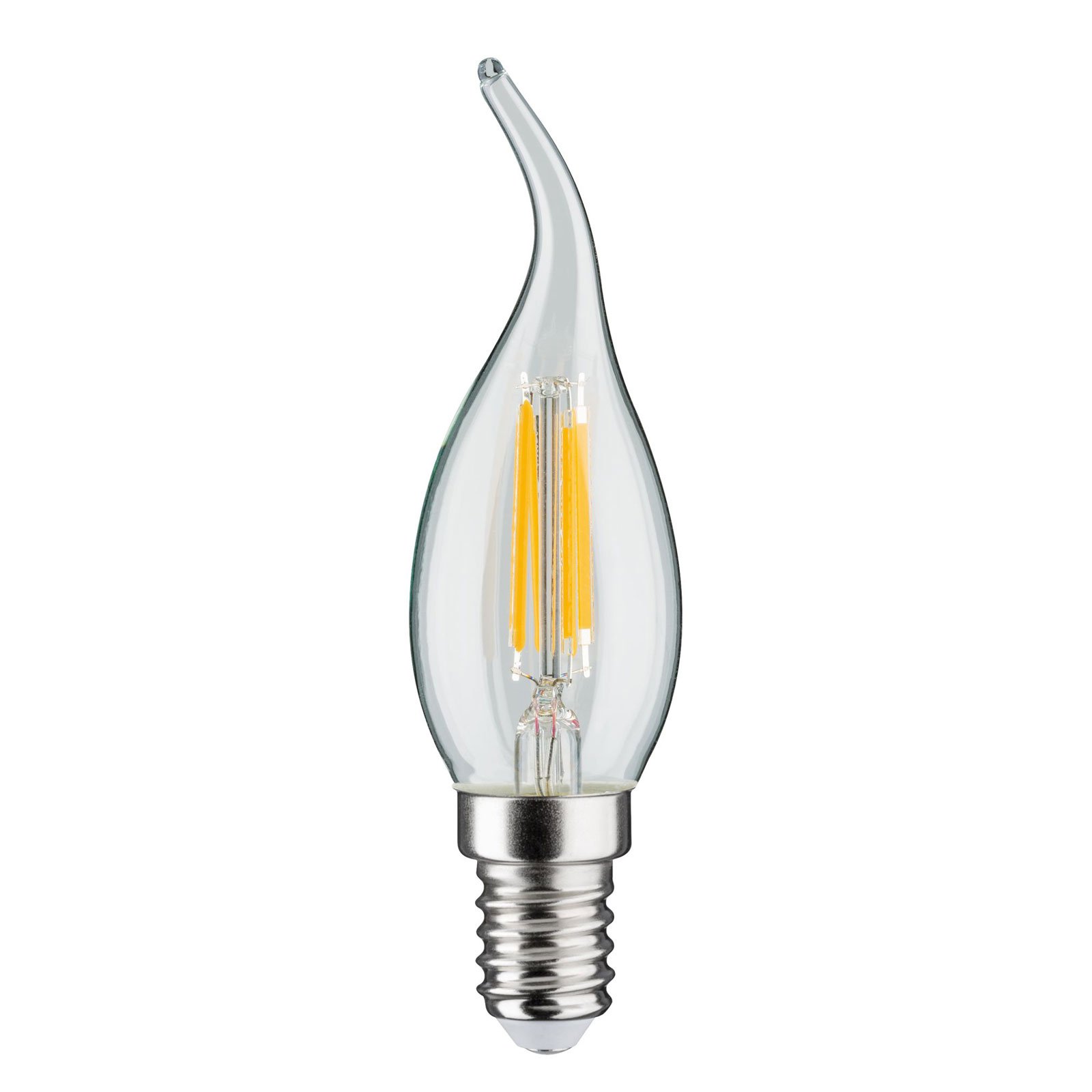 Ampoule flamme LED E14 4,8W filament 2.700K coup de vent clair
