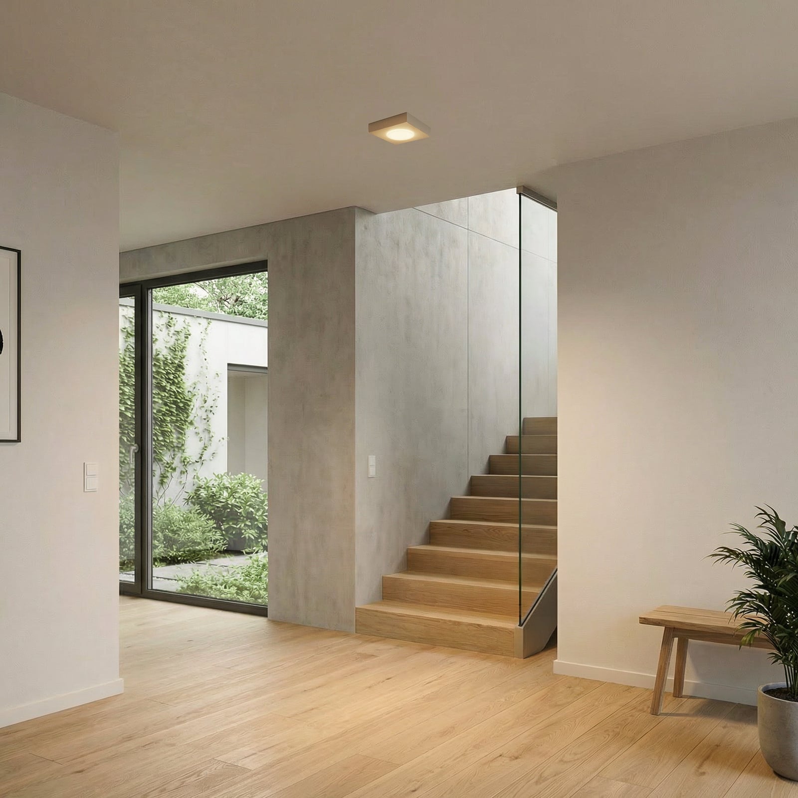 Deckenleuchte Hero, grau-beige, 12 x 12 cm, Metall, GX53