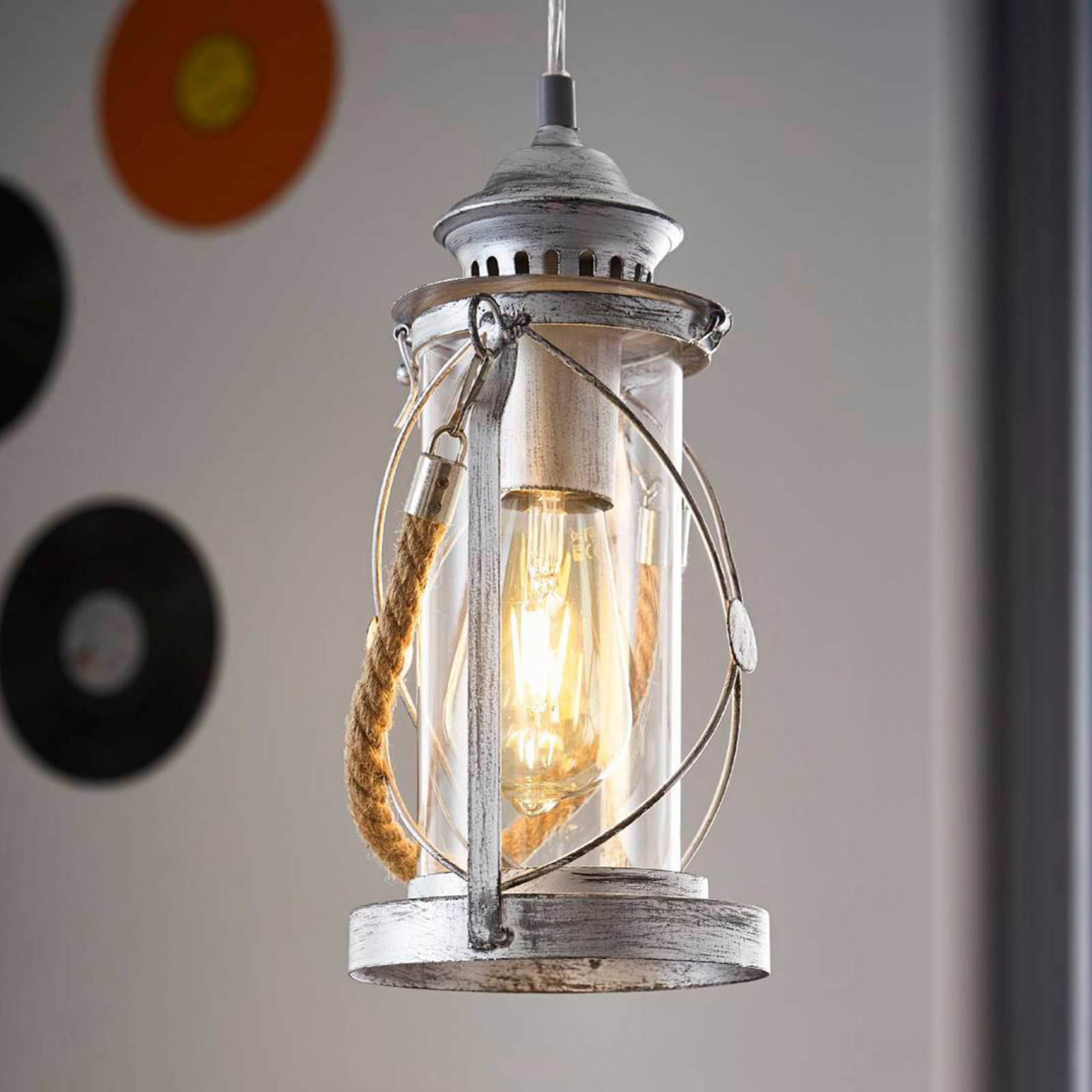 Antiek ontworpen hanglamp Fedor zilver