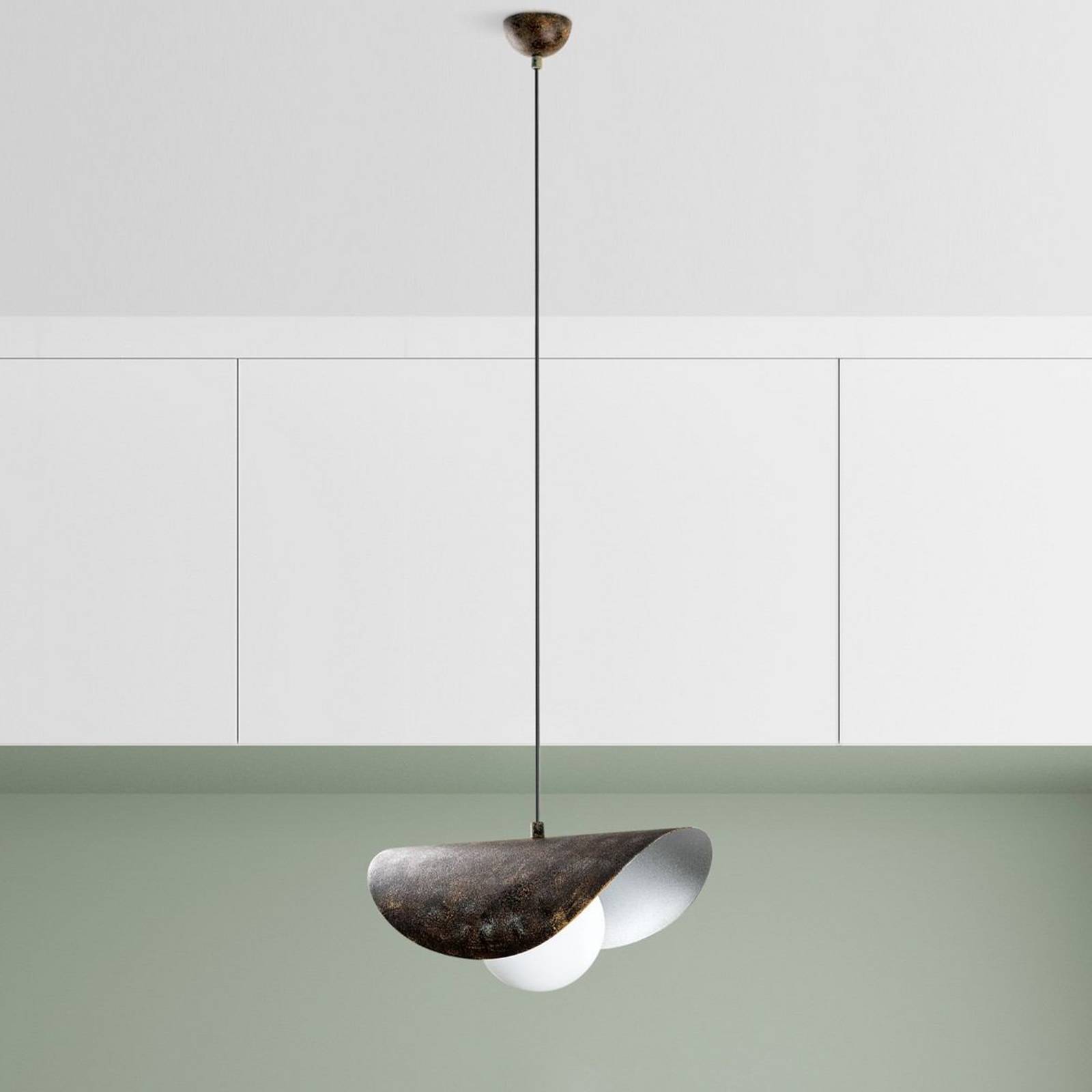 Hängeleuchte Vatoz, 1-flammig, schwarz, Ø 40 cm, Metall/Glas günstig online kaufen
