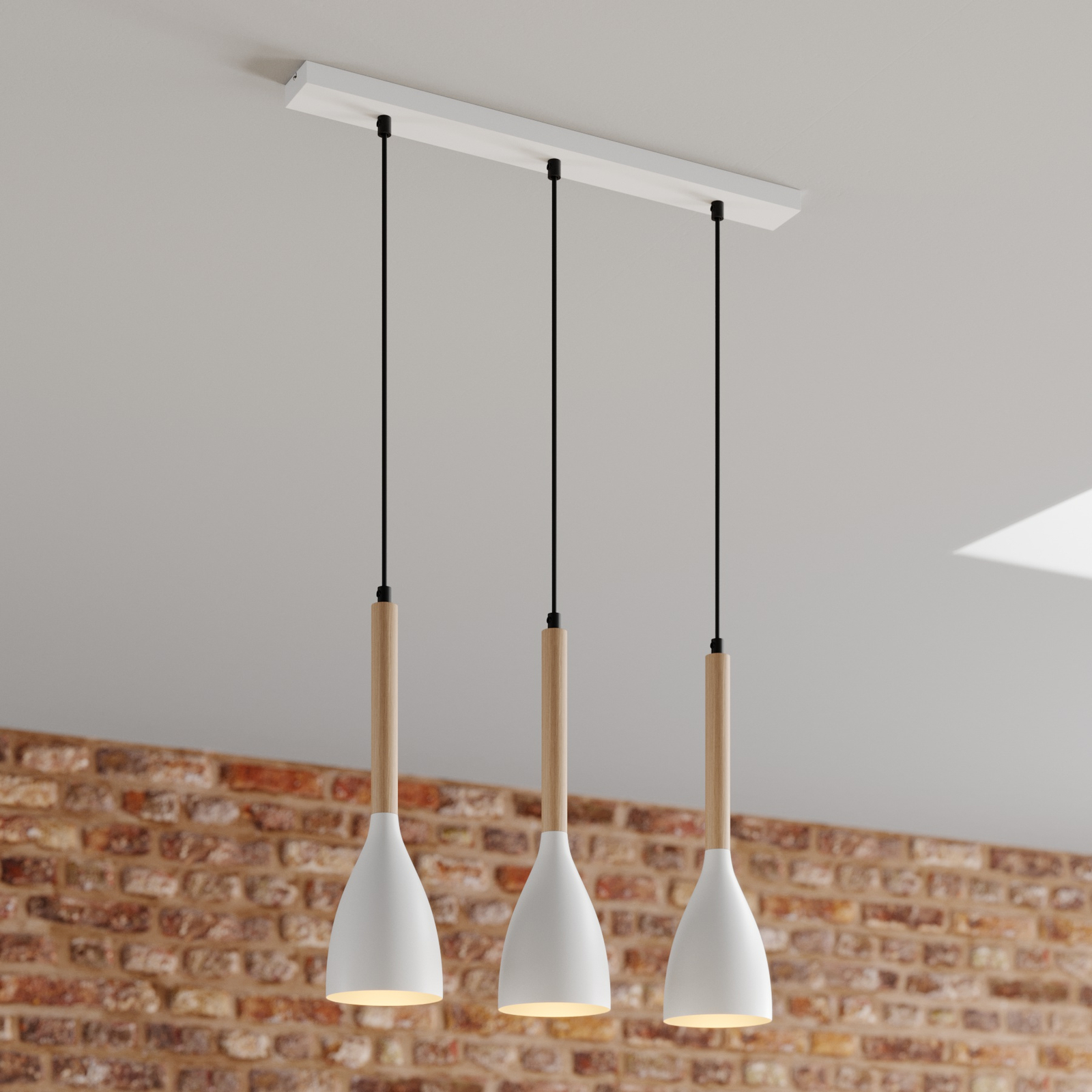 Hanglamp Muza, 3-lamps, wit/goud