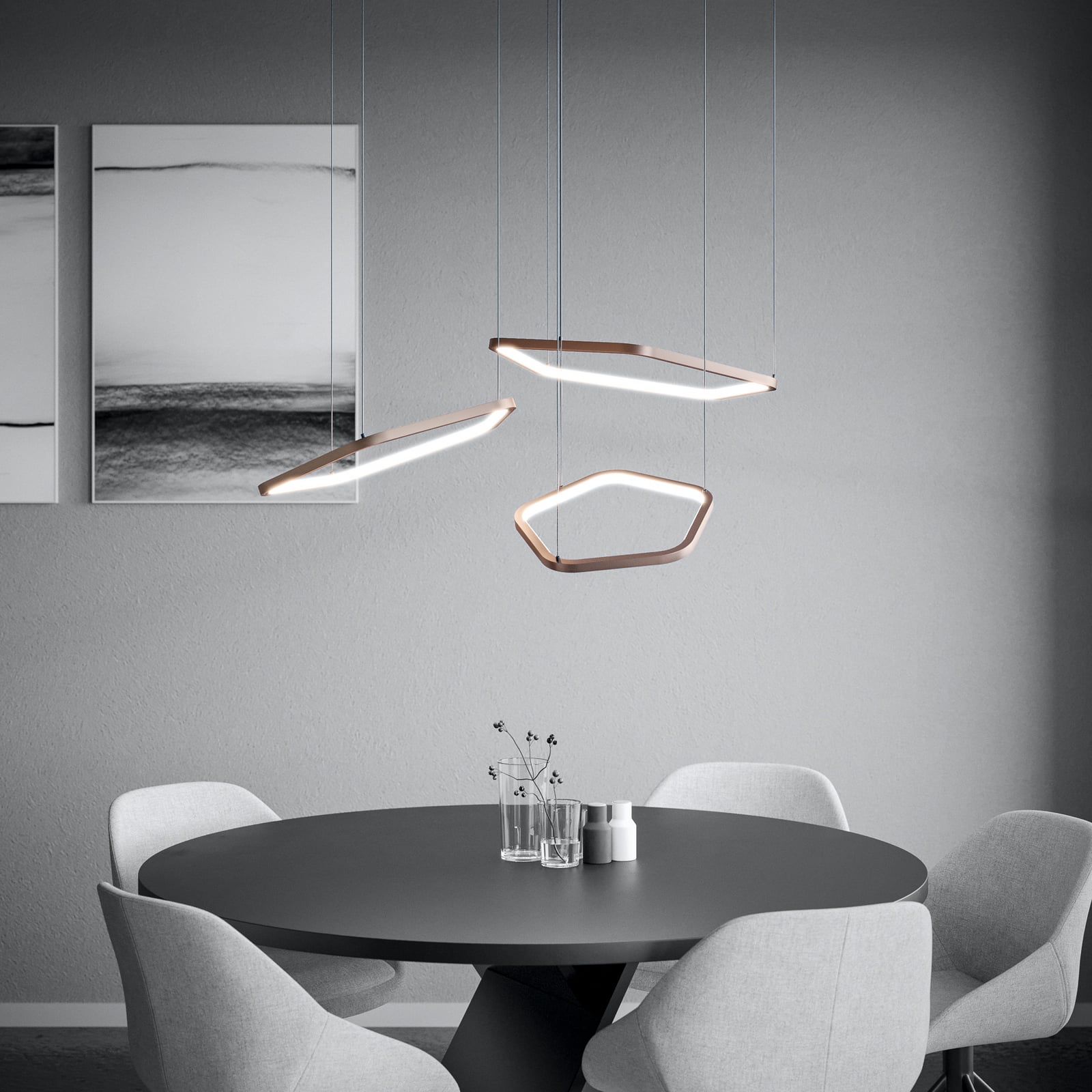 Suspension LED Estrella, bronze, à 3 lampes, CCT - Stars of Light