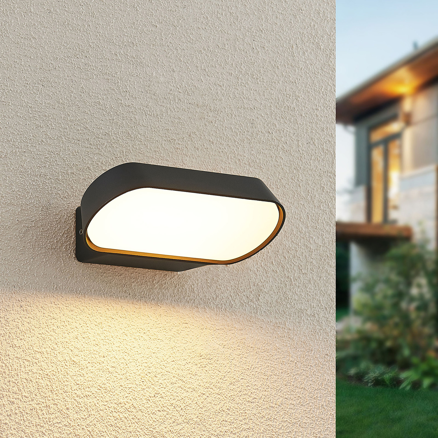 Lucande Badriya LED outdoor wall light width 18 cm
