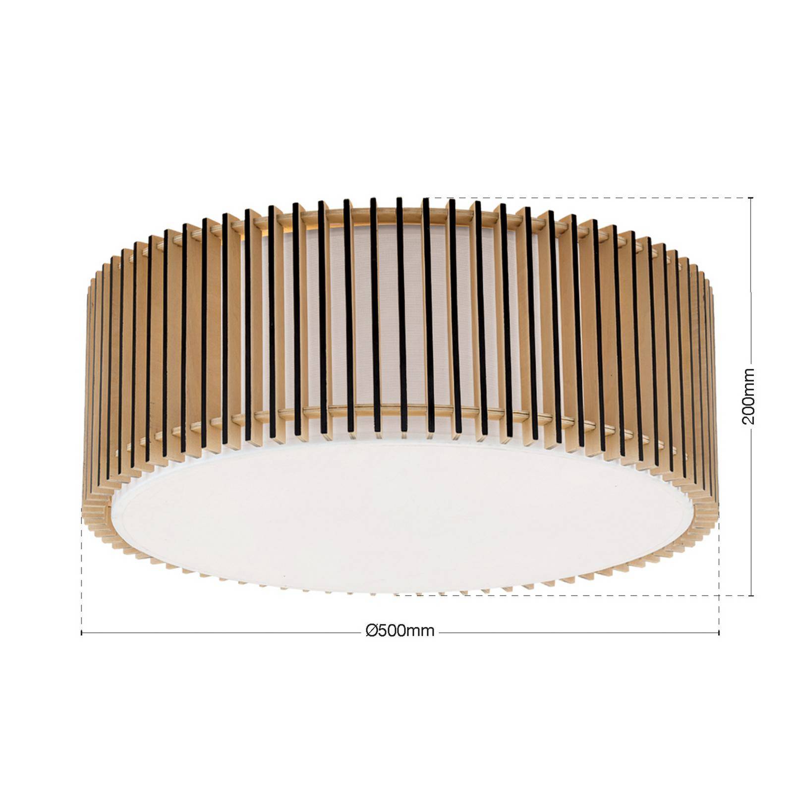 Deckenleuchte Tarta, Ø 50 cm, Holz, Textildiffusor, 4 x E27 günstig online kaufen