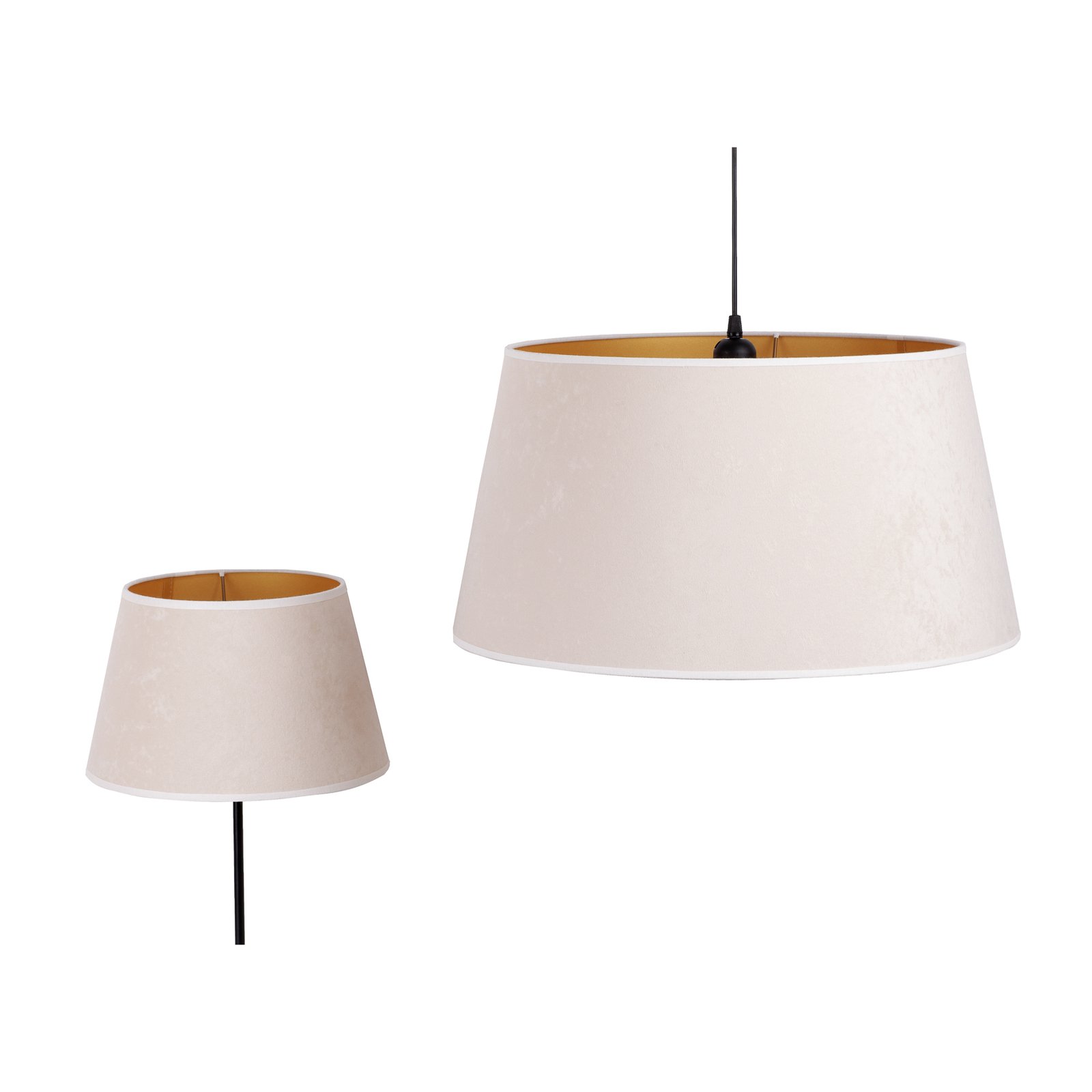 Cone lampshade height 25.5 cm, ecru/gold