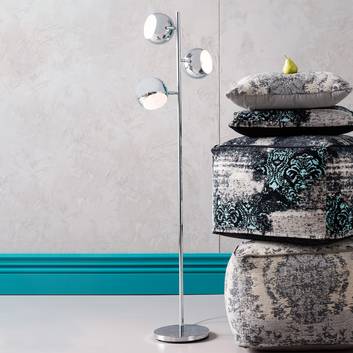 CALOTTA gulvlampe i retro-stil, 3 lyskilder, krom