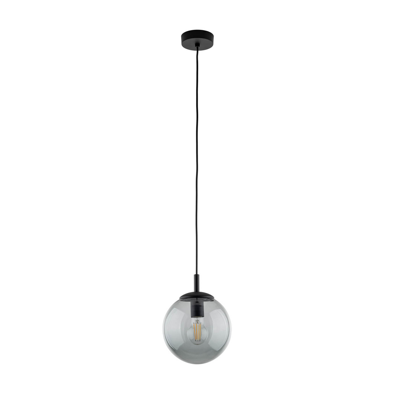Esme hengelampe, Ø 30 cm, røykgrå, glass, kuppel, E27